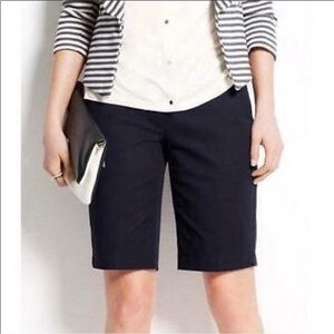 NEW Ann Taylor Margo Soft Black Stretch Bermuda Shorts Sleek Classic Fit Size 12